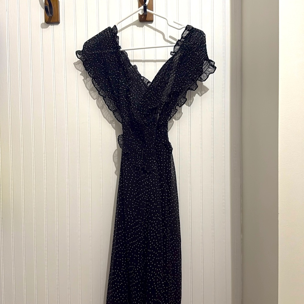 Lucy Paris wide shoulder cross strap dress